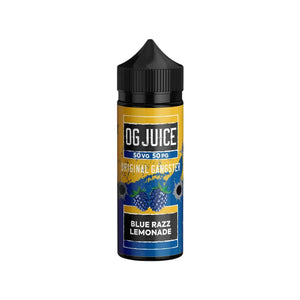 OG Juice 50VG/50PG 100ml Shortfill for MTL (Mouth to Lung) vaping in pod vape kits and MTL Tanks - Blue Razz Lemonade Flavour 