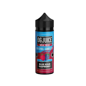 OG Juice 50VG/50PG 100ml Shortfill for MTL (Mouth to Lung) vaping in pod vape kits and MTL Tanks - Blue Sour Raspberry Flavour 