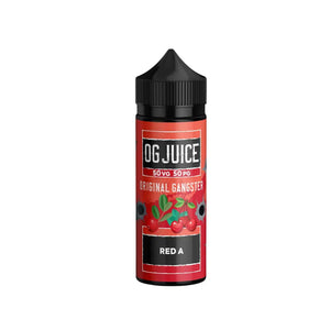 OG Juice 50VG/50PG 100ml Shortfill for MTL (Mouth to Lung) vaping in pod vape kits and MTL Tanks - Red A Flavour 