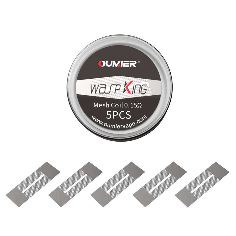 Oumier Wasp King 0.15Ω mesh coils, pack of 5, displayed with packaging.