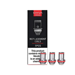 OXVA Unicoil replacement box and 1.0 ohm kanthal coils, 5-pack, displayed in packaging.