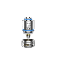 OXVA Unipro RBA coil with a silver finish and blue accents, displayed on a white background.