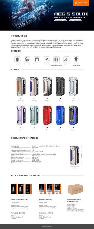 Geekvape Aegis Solo 3 (S100) Box Mod - ECIGONE