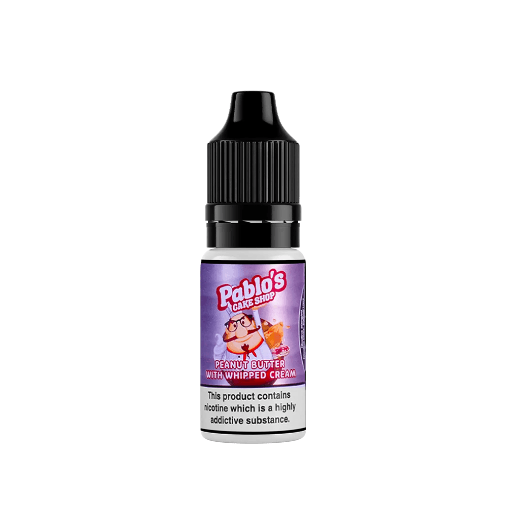 Pablo's Cake Shop e-liquid bottle, peanut butter with whipped cream flavour.