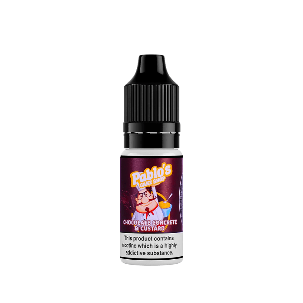 Pablo's Cake Shop Chocolate Concrete & Custard 10ml vape juice bottle.