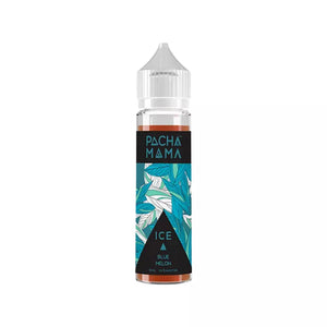 Pacha Mama Blue Melon Ice vape juice bottle on a white background