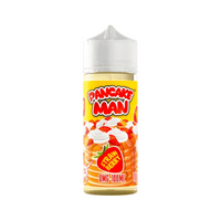 Pancake Man Strawberry 100ml shortfill bottle with pancake and strawberry design on the label.