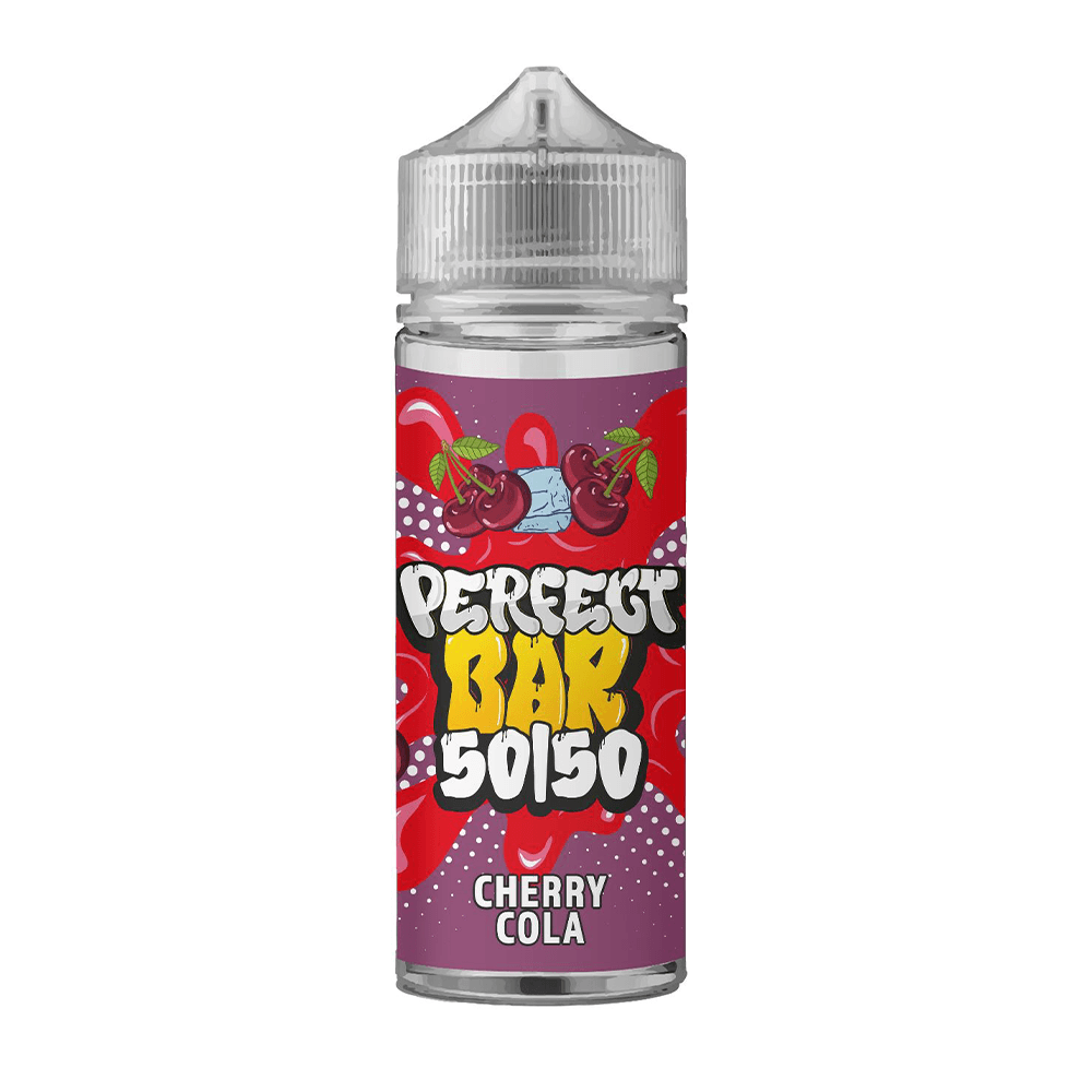 Cherry Cola vape juice bottle with vibrant red and purple design.