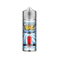 Strawberry Slush vape juice bottle with a blue and white swirl background.