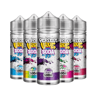 Five bottles of Perfect Vape Soda e-liquid in assorted fruity flavours.