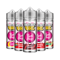 Five bottles of Perfect Vape e-liquid in various sweet flavours.