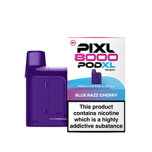 High-capacity PIXL 8000 refill pods offering 8000 puffs per pod with convenient refill system - Blue Razz Cherry Flavour