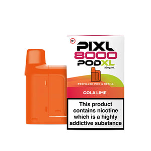 PIXL 8000 pods PODXL model displaying prefilled pod technology with refillable options for vapers - Cola Lime Flavour 