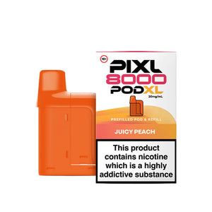 Advanced PIXL 8000 refill pods system delivering 8000 puff capacity for long-lasting vaping experience - Juicy Peach Flavour 