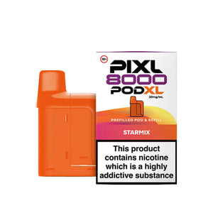  PIXL 8000 pods showing 8000 puff capacity with refillable system design - Starmix Flavour 