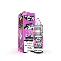 Pocket Salt Vimto Crusher 10ml bottle and box, fruity and sweet vape liquid, 10mg nicotine.