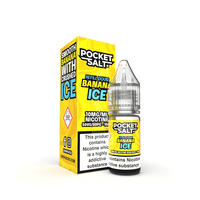 Pocket Salt Banana Ice e-liquid, 10ml bottle with box, 10mg nicotine, UK vape product.