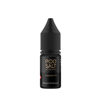 Pod Salt Core 10ml e-liquid bottle, black with cigarette flavour label.