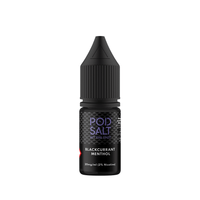 Pod Salt Blackcurrant Menthol 10ml bottle with a black cap and label.