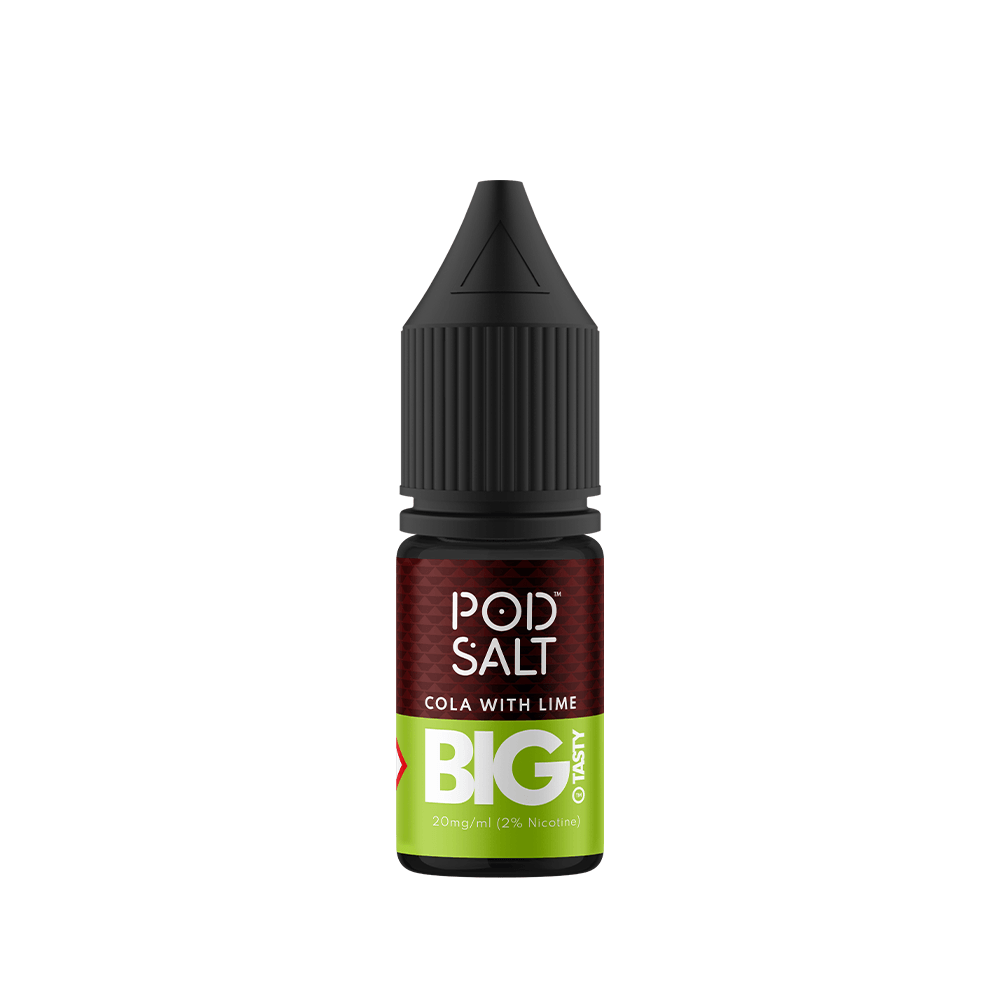 Pod Salt e-liquid bottle, cola with lime flavour, 20mg nicotine strength.