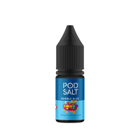 Pod Salt Bubble Blue 10ml e-liquid bottle with black cap and blue label.