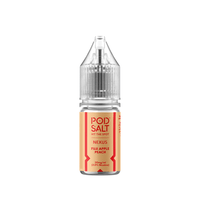 Pod Salt Nexus Fuji Apple Peach vape juice bottle, 10ml, orange label.