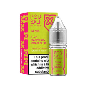 Pod Salt Nexus Lime Raspberry Grapefruit Flavour 10ml Nic Salt E-liquid perfect for Refillable Vape Kits