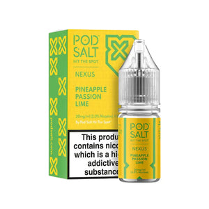 Pod Salt Nexus Pineapple Passion Lime Flavour 10ml Nic Salt E-liquid perfect for Refillable Vape Kits
