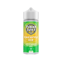 Pukka Juice Pineapple Ice 100ml shortfill bottle with a green and yellow label.