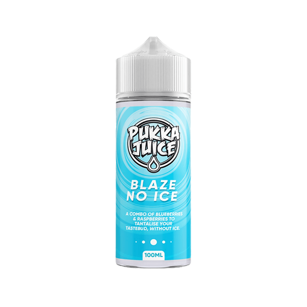 Pukka Juice Blaze No Ice 100ml e-liquid bottle with blue label design.