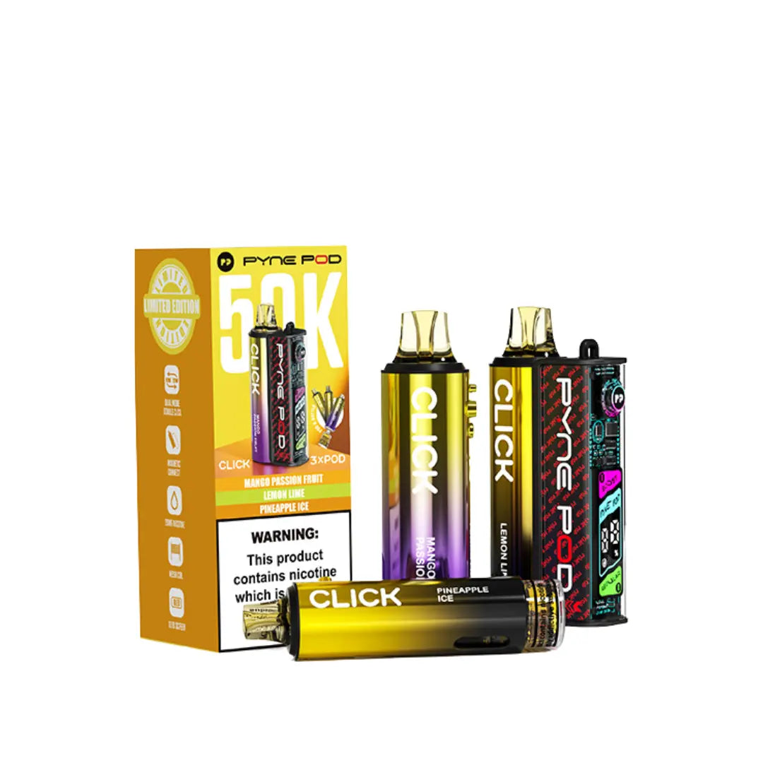Pyne Pod Click 50K Vape Kit | 50,000 Puffs | 3 Flavours | Ecigone Pyne Pod Click 50K Vape Kit | 50,000 Puffs | 3 Flavours | Ecigone
