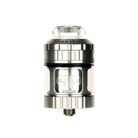 Silver Juggerknot V2 RTA vape tank with clear sections and detailed engravings.