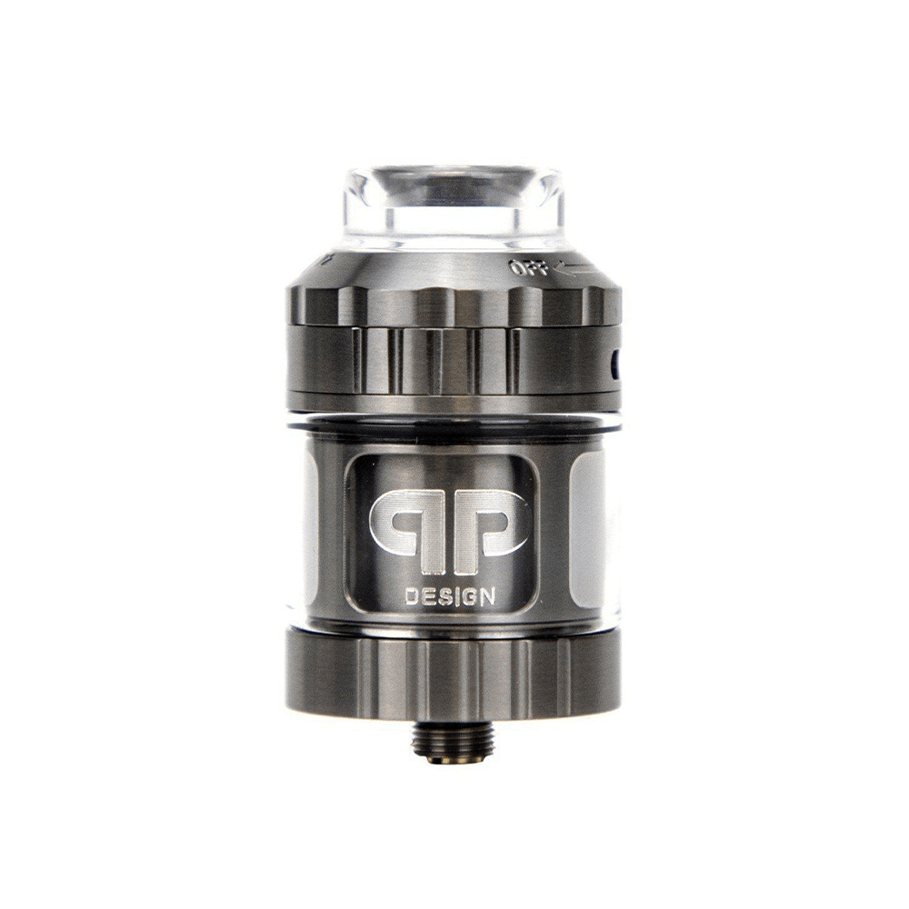 Silver QP Design Juggerknot V2 RTA vape tank on a white background.