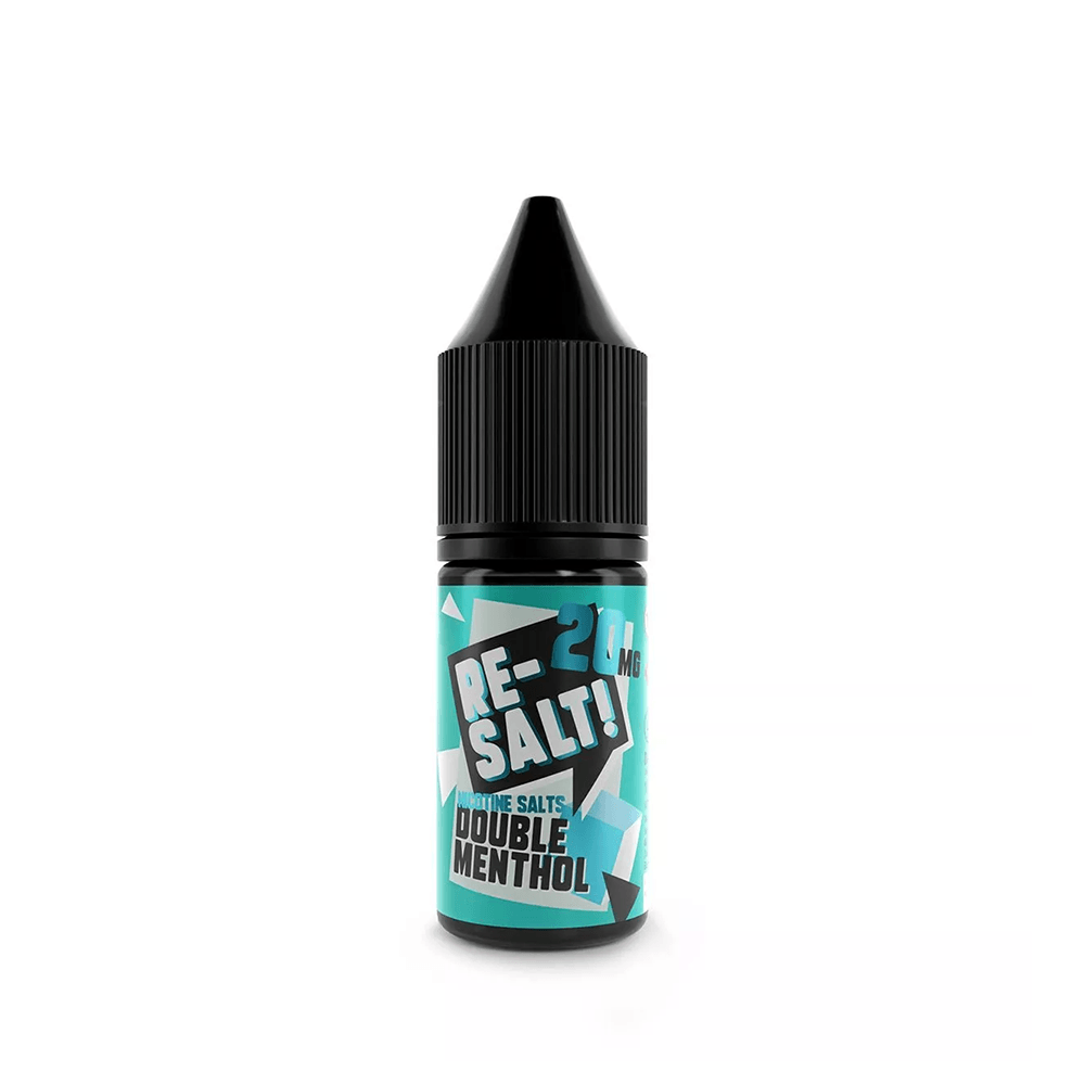 Re-Salt Double Menthol vape juice bottle with black cap, 20mg nicotine strength.