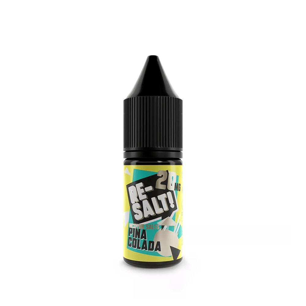 Re-Salt Pina Colada 20mg vape juice bottle with colourful label design.