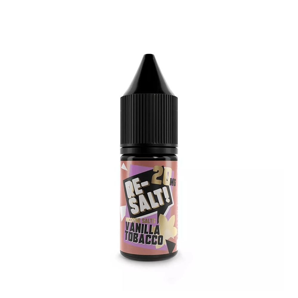 Re-Salt Vanilla Tobacco vape juice bottle, 20mg nicotine salt, 10ml size.