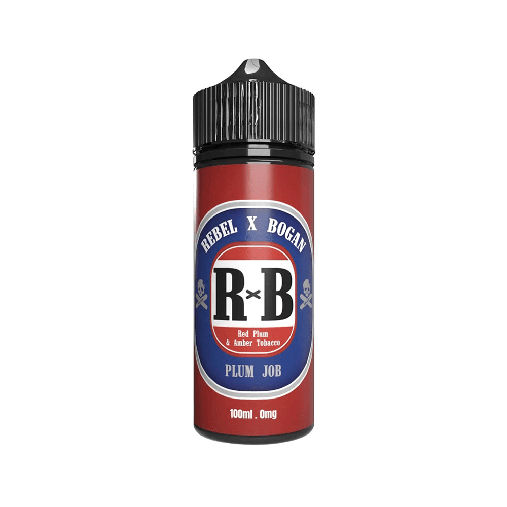 Rebel X Bogan Plum Job vape juice bottle, 100ml, 0mg nicotine.