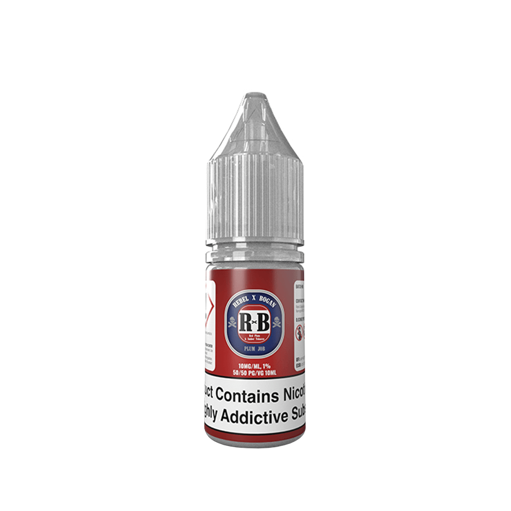 Rebel X Bogan 10ml Salt E-Liquid bottle with nicotine warning label.