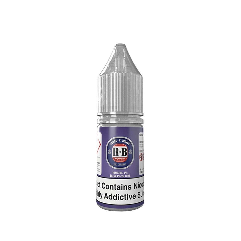 Rebel X Bogan 10ml salt e-liquid bottle with nicotine warning label.