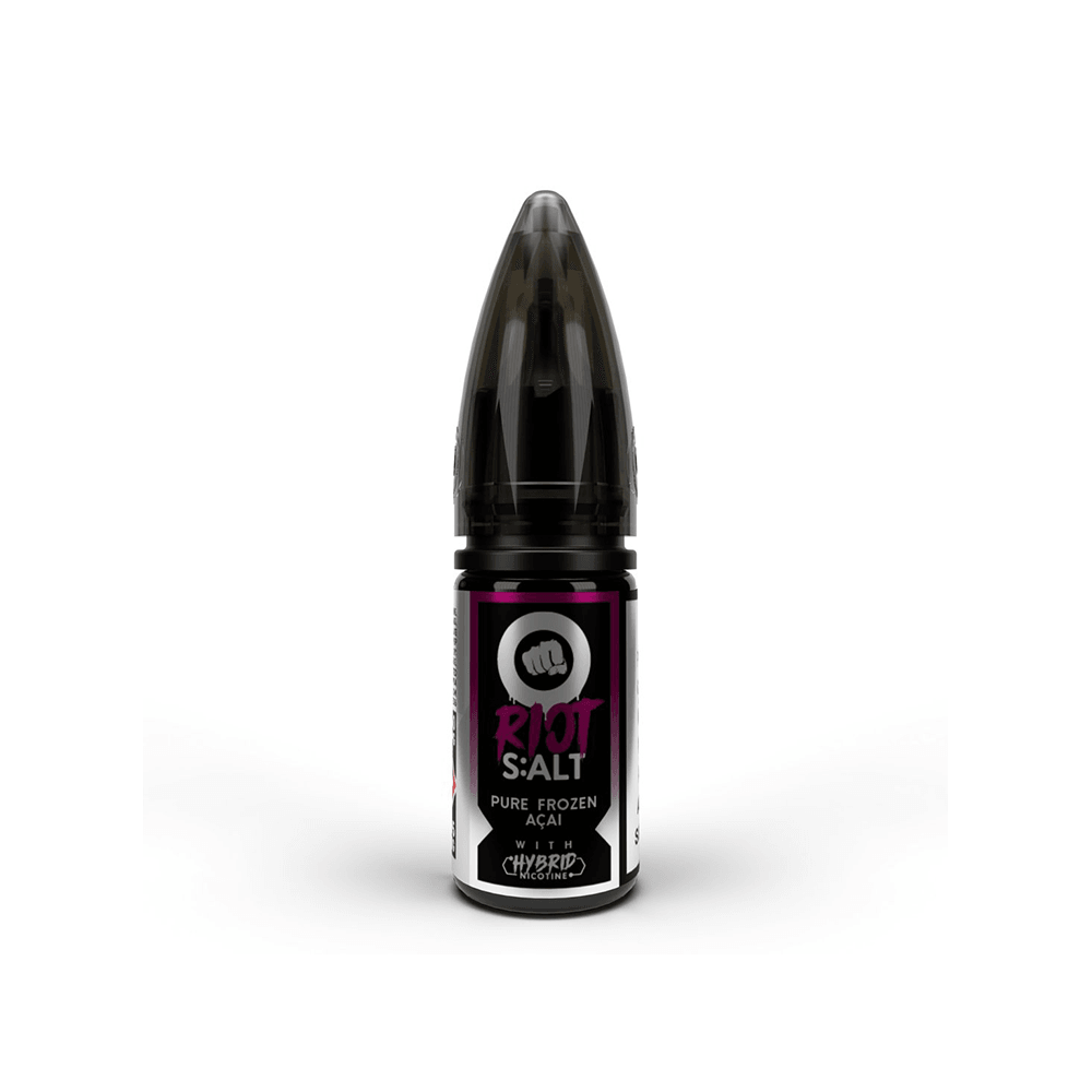 Riot S:ALT Pure Frozen Acai 10ml vape juice bottle with black and purple label.