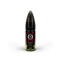 Riot Squad vape juice bottle, Sweet Strawberry flavour, black cap, white background.