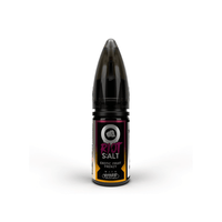 Riot S:ALT vape juice bottle, black cap, labelled "Exotic Fruit Frenzy."