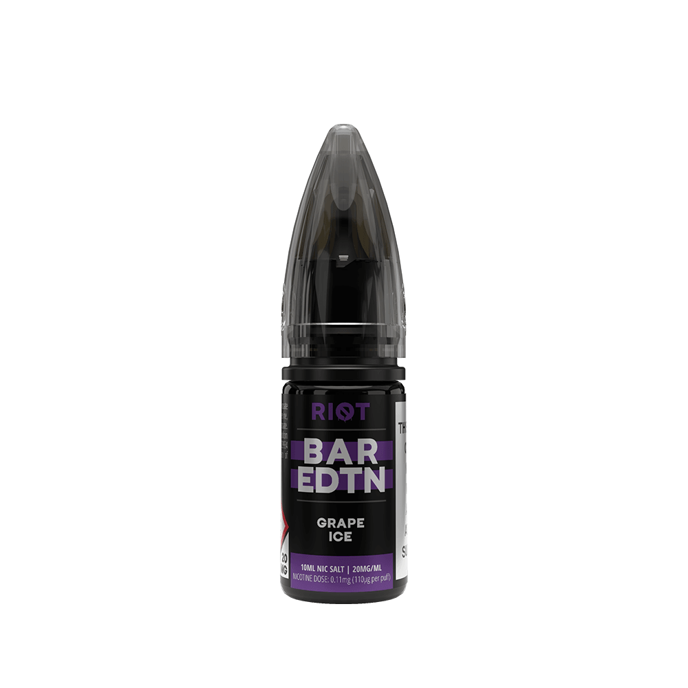 Riot Squad Bar Edition 10ml Grape Ice nicotine salt e-liquid bottle.