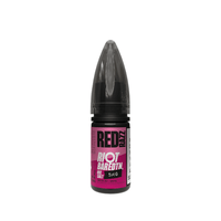 Riot Squad Bar Edition 10ml Salts in Red Razz flavour, with a sleek black and pink bottle design.