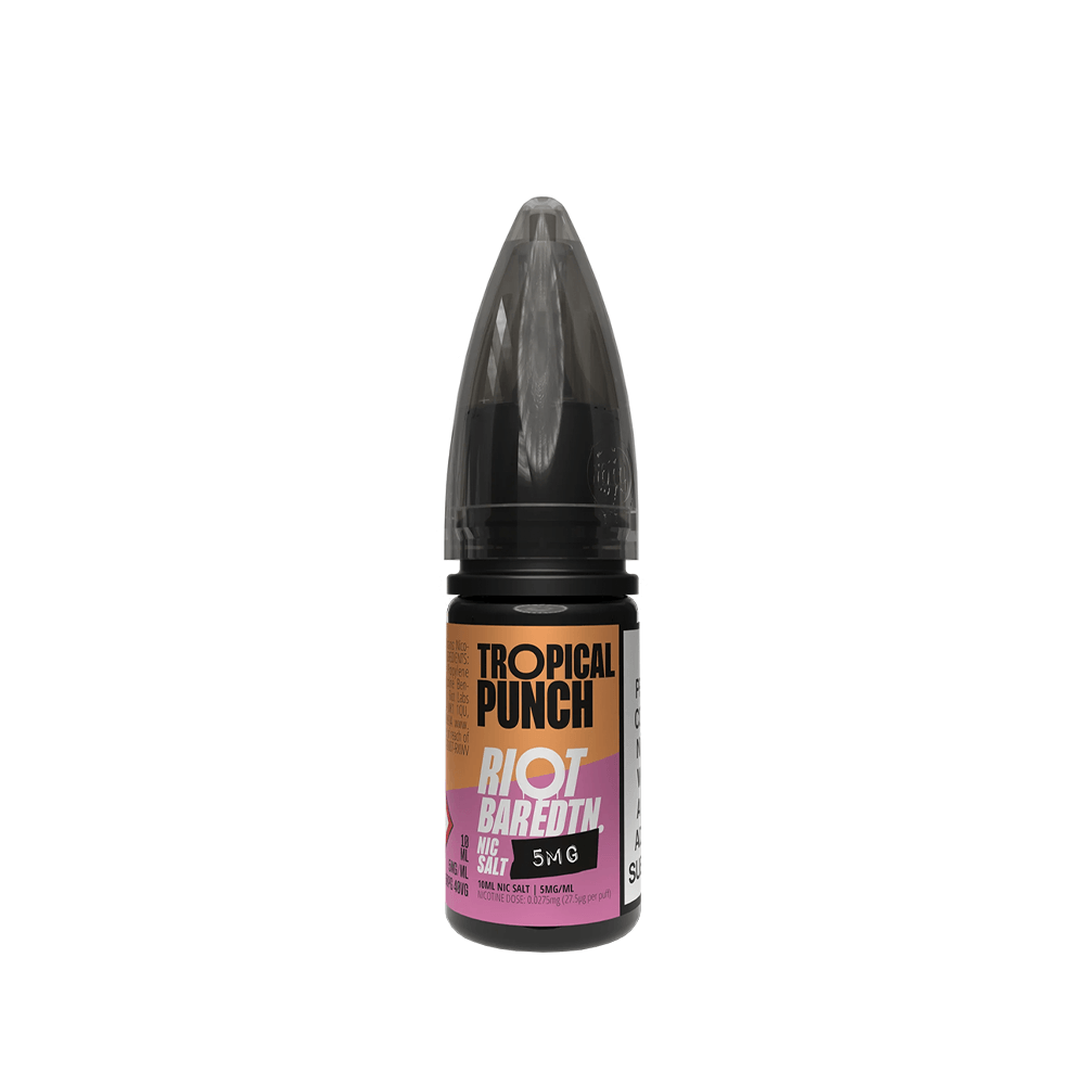 Riot Squad Bar Edition 10ml Tropical Punch vape juice bottle with black cap.