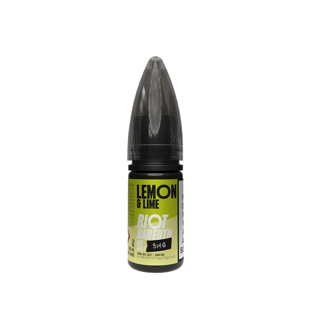 Riot Squad Bar Edition Lemon & Lime 10ml vape juice bottle with black cap and green label.