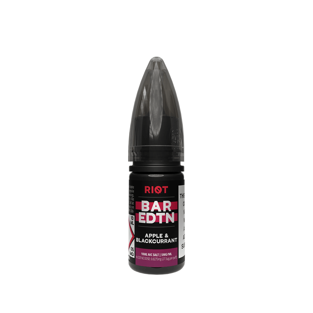 Riot Squad Bar Edition 10ml Apple & Blackcurrant vape juice bottle with pointed cap.