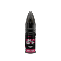 Riot Squad Bar Edition Cherry Fizz 10ml vape juice bottle with black and pink label.