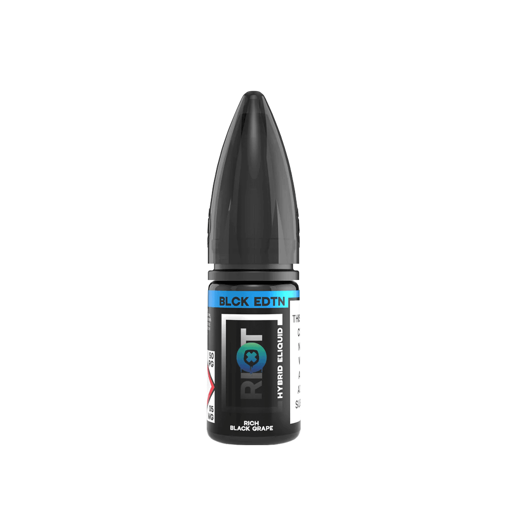 Riot Squad Black Edition 10ml vape juice bottle, rich black grape flavour.