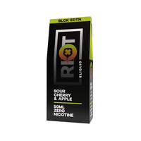 Riot Squad Black Edition Sour Cherry & Apple 50ml e-liquid box packaging.